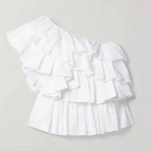 ULLA JOHNSON
Raquel Sleeveless One-Shoulder Tiered-Ruffle Top size 6
